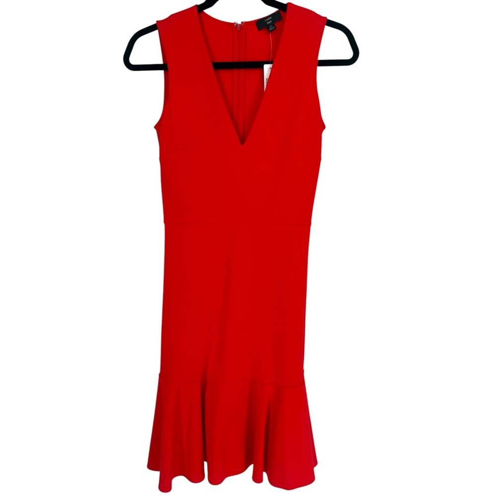 NWT J.Crew 365 Women's V-Neck Sleeveless Flounce Hem‎ Ponte Dress Size 00 Preppy